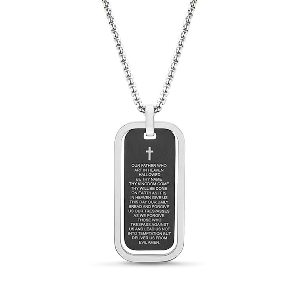 My Bible Stainless Steel Rectangle Dog Tag Prayer Necklace