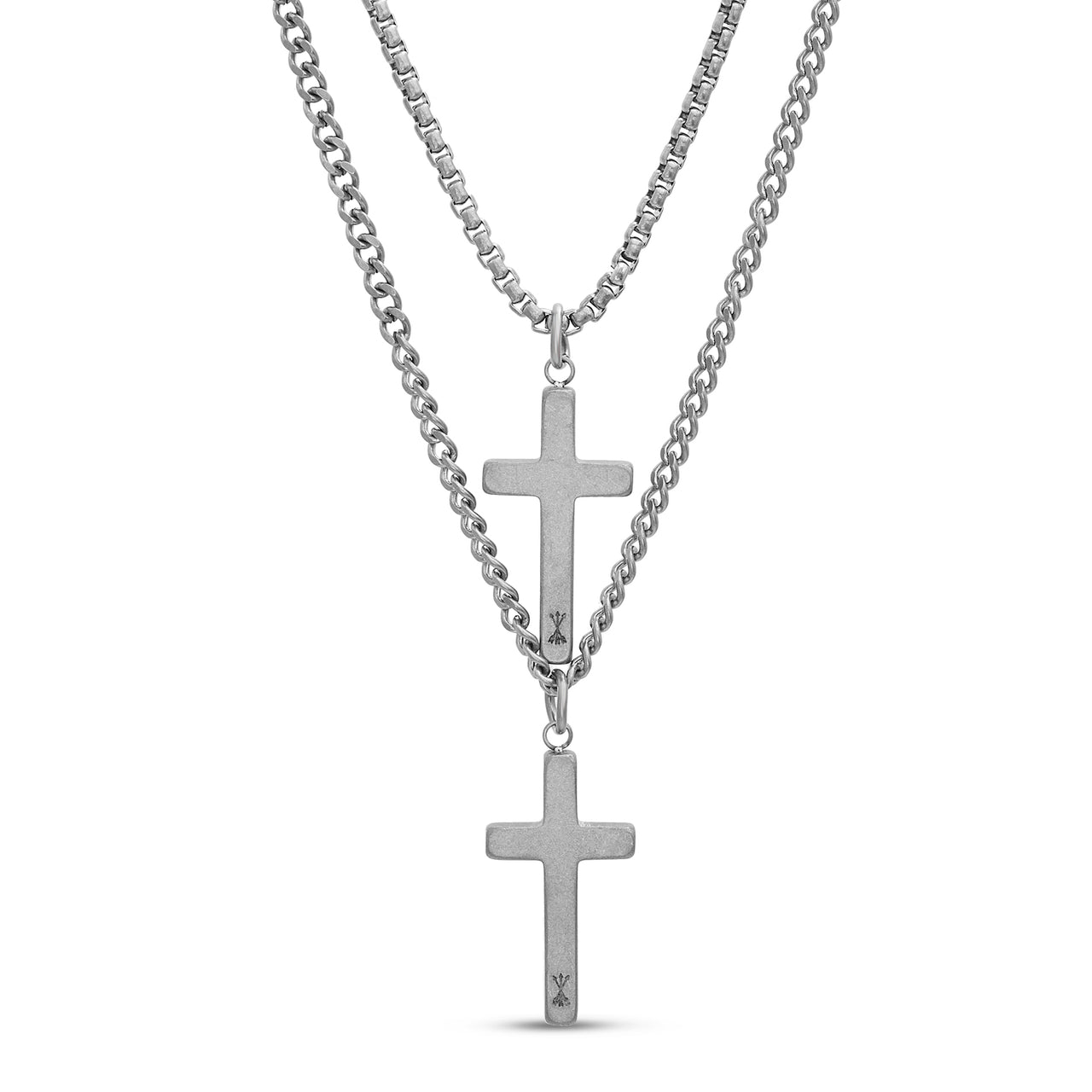 My Bible Stainless Steel Cross Charm Duo Necklace Set