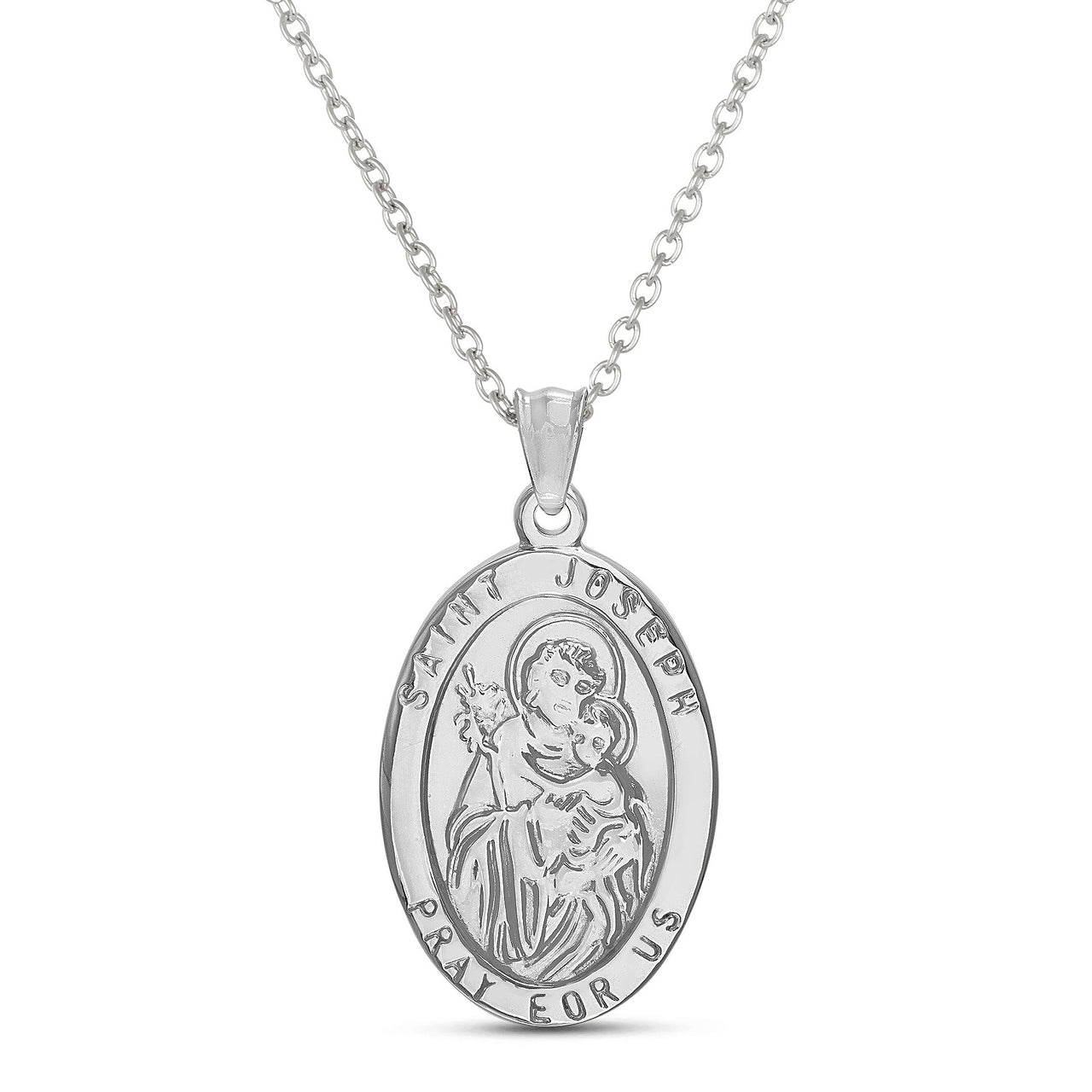 My Bible Stainless Steel Religious Medal St Joseph Pendant Necklace