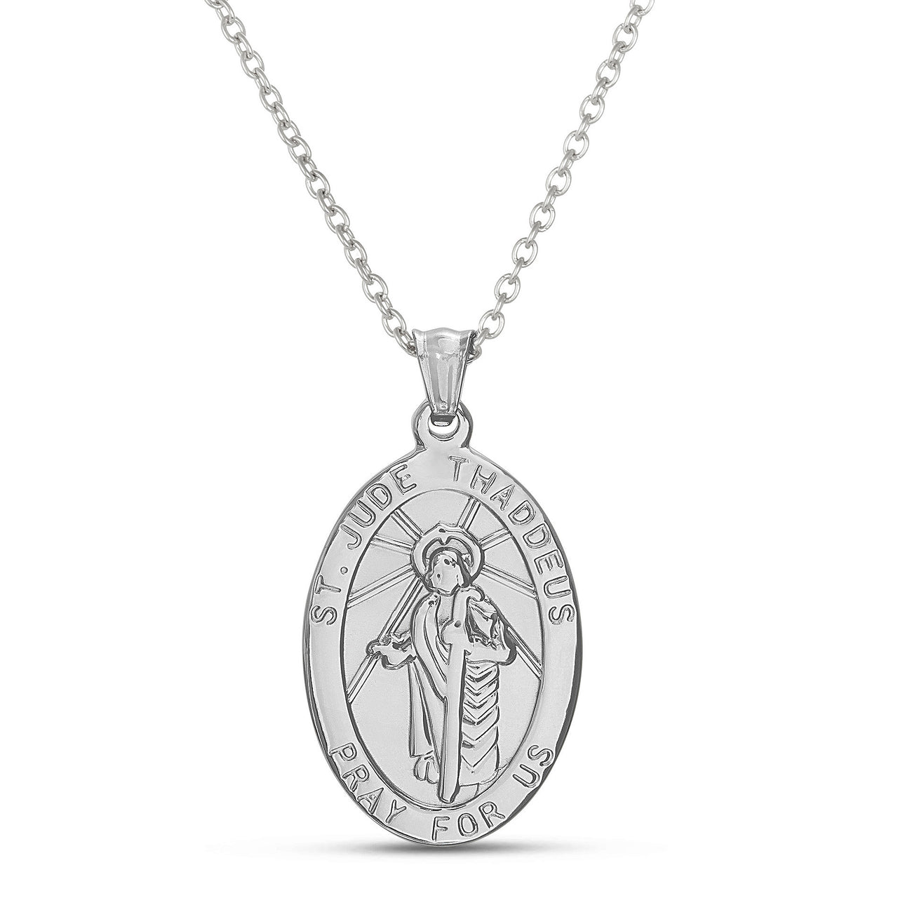 My Bible Stainless Steel Religious Medal St Jude Thaddeus Pendant Necklace