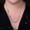 Aubrey Lee Rainbow Glass Bead 20" Necklace with Pave Cubic Zirconia Clasp