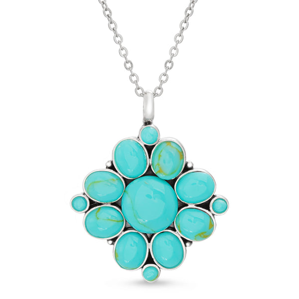 Willowbird Turquoise Pendant in Oxidized Sterling Silver