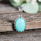 Willowbird Simulated Turquoise Oval Beaded Pendant Necklace in Rhodium Plated Sterling Silver