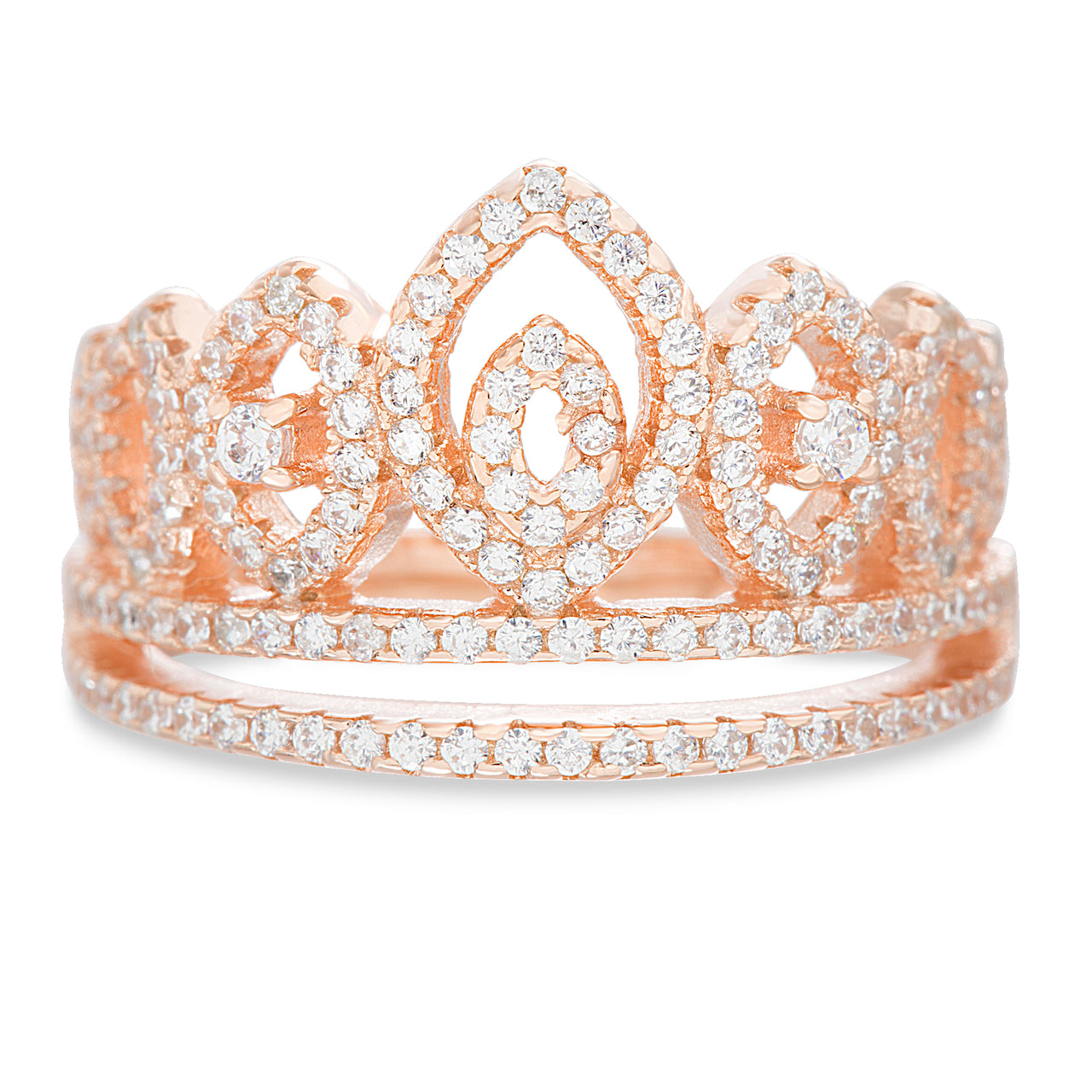 Lesa-Michele-Rose-Gold-Plated-Sterling-Silver-Crown-Design-Ring