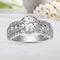 Lesa Michele Round Cut Cubic Zirconia Halo Ring in Rhodium Plated Sterling Silver