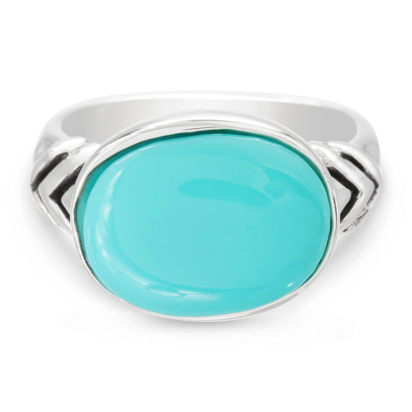 Willowbird Simulated Turquoise Ring in Rhodium Plated Sterling Silver