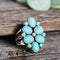 Willowbird Simulated Turquoise Oval Cluster Ring in Oxidized Sterling Silver