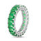 Lesa Michele Simulated Emerald Cubic Zirconia Emerald Cut Eternity Band Ring in Rhodium Plated Sterling Silver