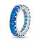 Lesa Michele Simulated Sapphire Cubic Zirconia Emerald Cut Eternity Band Ring in Rhodium Plated Sterling Silver