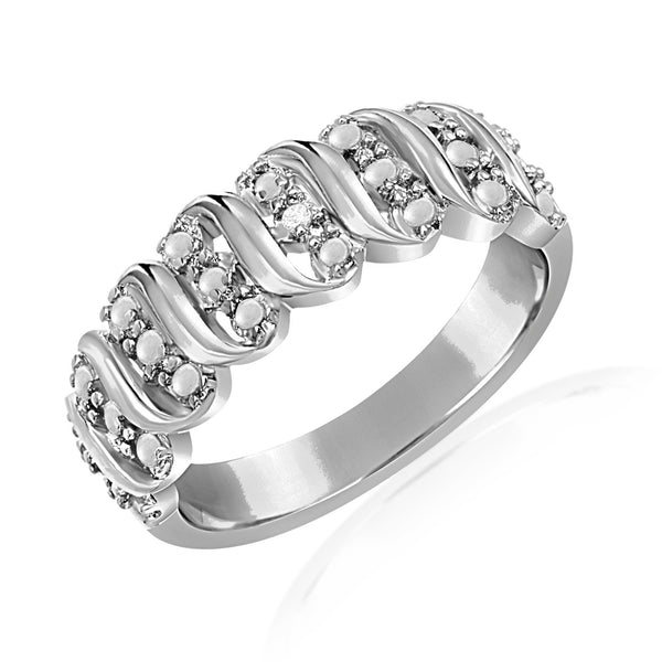 Lumineux Genuine Diamond S Curve Band Ring