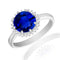 Lesa Michele Simulated Tanzanite and CZ Round Halo Pronged Ring in Rhodium Plated Brass
