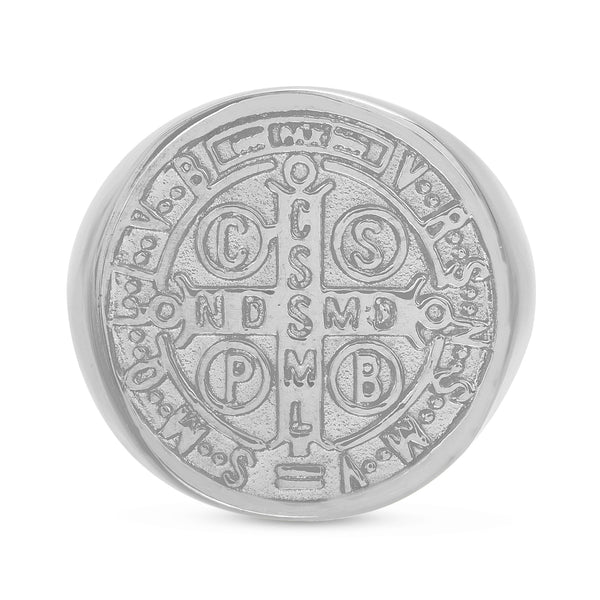 My Bible Stainless Steel Religious Medal St. Benedict Ring