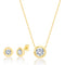 Lesa Michele Bezel Set Cubic Zirconia Necklace and Earring Set in Sterling Silver