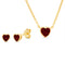 Lesa Michele Yellow Gold Plated Sterling Silver Red or White Cubic Zirconia Heart Shaped Necklace and Matching Stud Earring Set