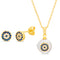 Lesa Michele Freshwater Pearl Crystal Evil Eye Earrings and Necklace Set in Stainless Steel