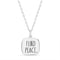 Rae Dunn Engraved Square Cable Chain Necklace in Rhodium Plated Sterling Silver