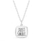 Rae Dunn Engraved Square Cable Chain Necklace in Rhodium Plated Sterling Silver