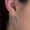 Steve Madden Women's Square Rhinestone Open Hoop Post Earrings