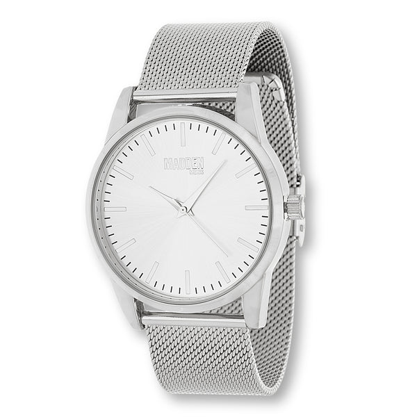 Steve Madden Stainless Steel Mesh Band Mens Watch