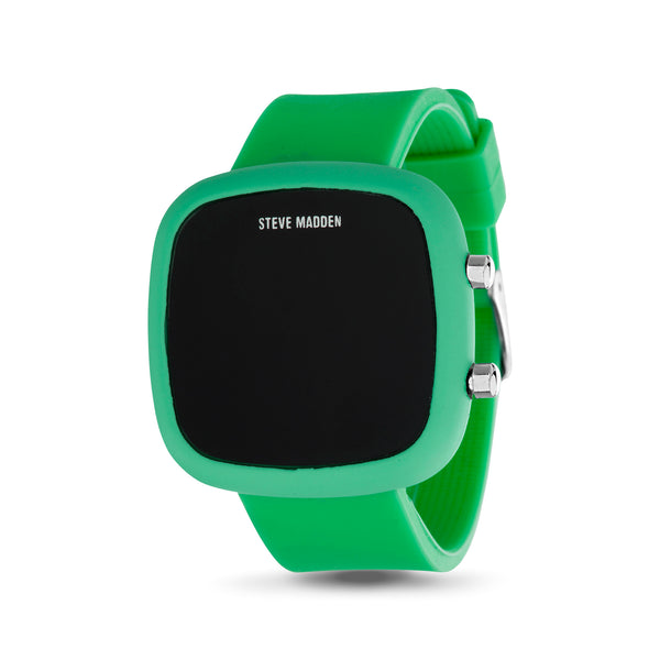 Steve Madden Green Silicone Covered Case and Band LED Watch