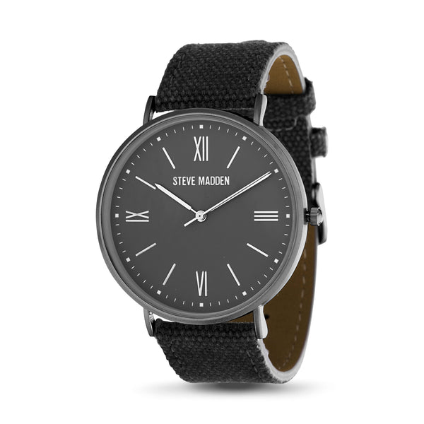 Steve Madden Round Dial Mens Watch with Buckle Strap