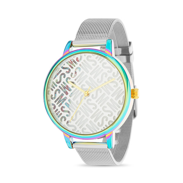 Steve Madden Iridescent Case Glitter Logo Dial Watch for Women