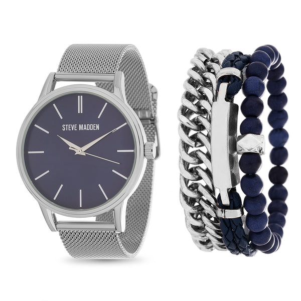Steve Madden Mesh Band Watch and Bracelet Set