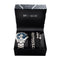 Steve Madden Men's Silver Plated Blue Dial Watch with Multi Bracelets Set