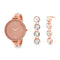 Steve Madden Rose Gold Plated Watch and Dangle Rhinestone Earrings Set for Women