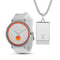 Steve Madden Orange/Yellow Dial Design with Pendant Necklace Set